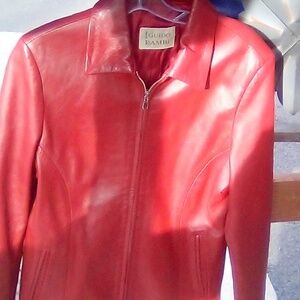 Burnt red real leather jacket